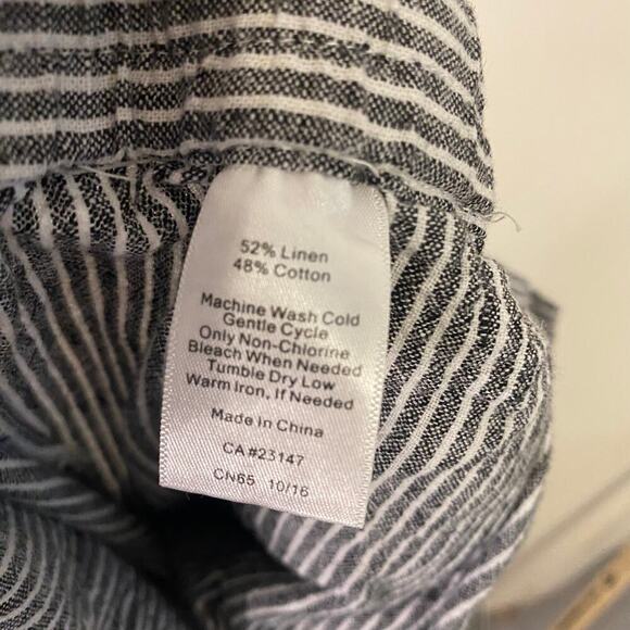 Talbots Linen Blend Gray White Striped Pull On Office Work Trouser Pants 16 - Picture 11 of 14